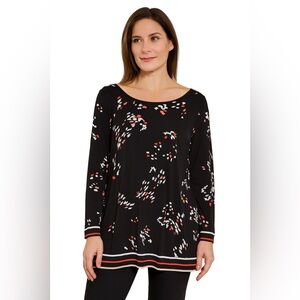 THE LIMITED Plus Size 1X Black White Pink Blouse Shirt Top Tunic Women's